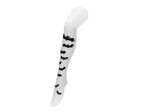 TSK1177 White Bat Thigh High Sock TSK1177-OS