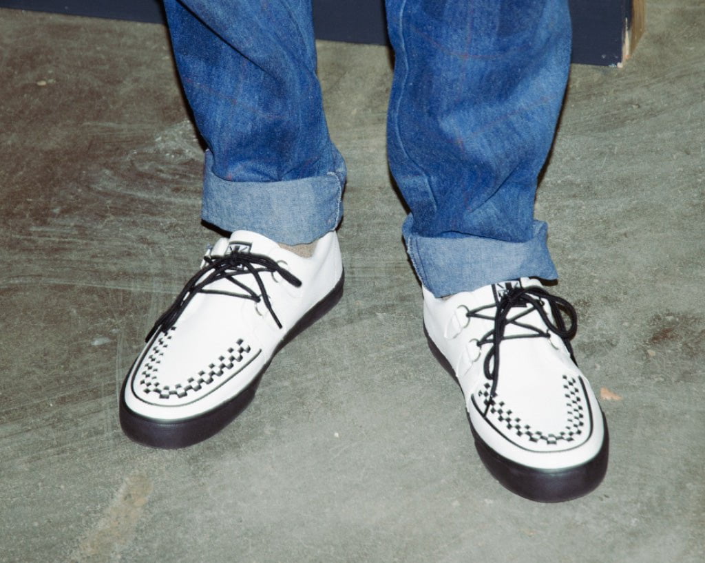 A9179 White Leather D-Ring Sneaker