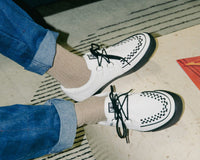 A9179 White Leather D-Ring Sneaker