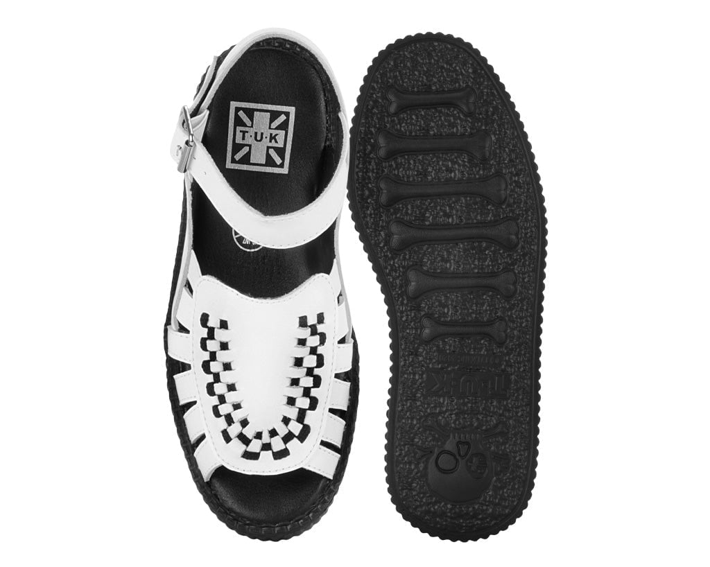 V3359L White Leather Interlace Viva Mondo Sandal