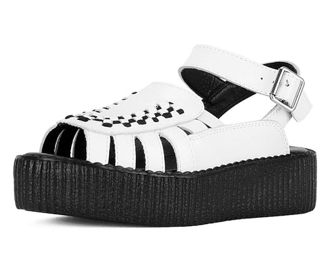 V3359L White Leather Interlace Viva Mondo Sandal