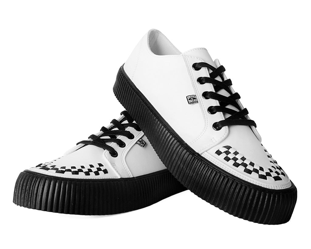 A3315 White Leather Lace-Up Creeper Sneaker