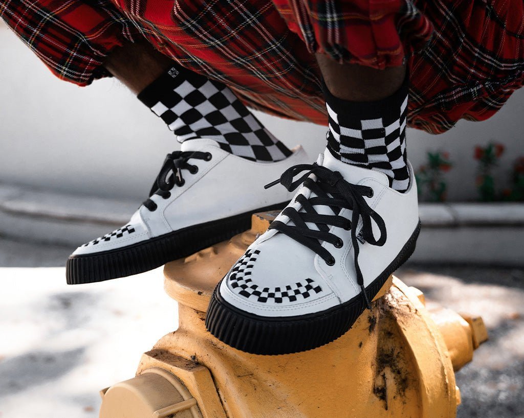 A3315 White Leather Lace-Up Creeper Sneaker