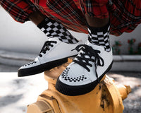 A3315 White Leather Lace-Up Creeper Sneaker