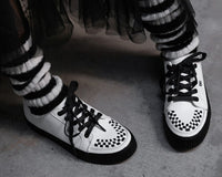 A3315 White Leather Lace-Up Creeper Sneaker