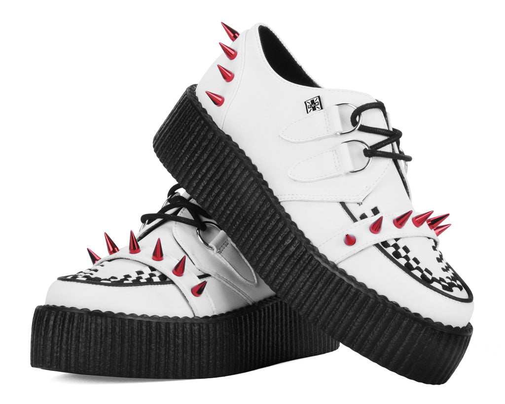 White Leather Spike Viva Mondo Creeper - T.U.K.V3342-03
