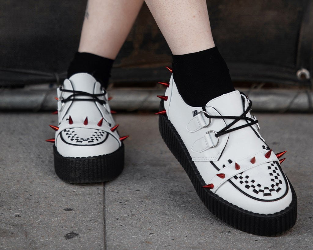 White Leather Spike Viva Mondo Creeper - T.U.K.V3342-03