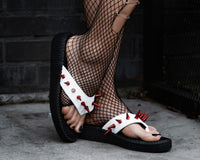 F3386L White & Red Spike Viva Low Flip Flop