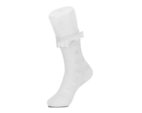 TSK1182 White Rose Silk Trim Sock TSK1182-OS