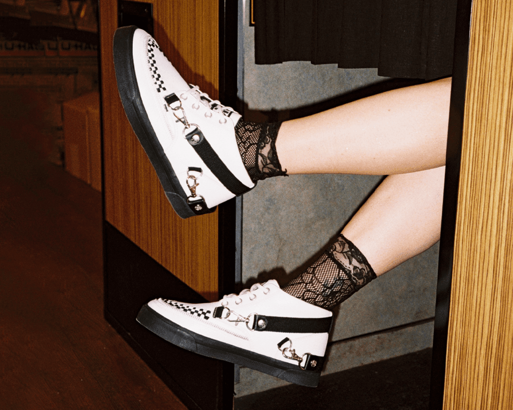 A3154 White TUKskin 5-Eye Bondage Sneaker