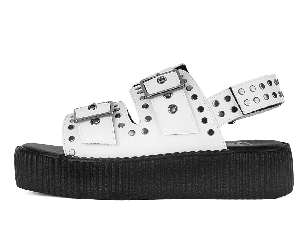 V3345L White TUKskin Flat Stud Viva Mondo Sandal