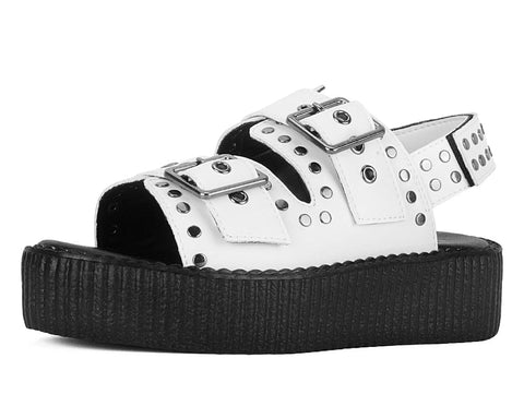 V3345L White TUKskin Flat Stud Viva Mondo Sandal