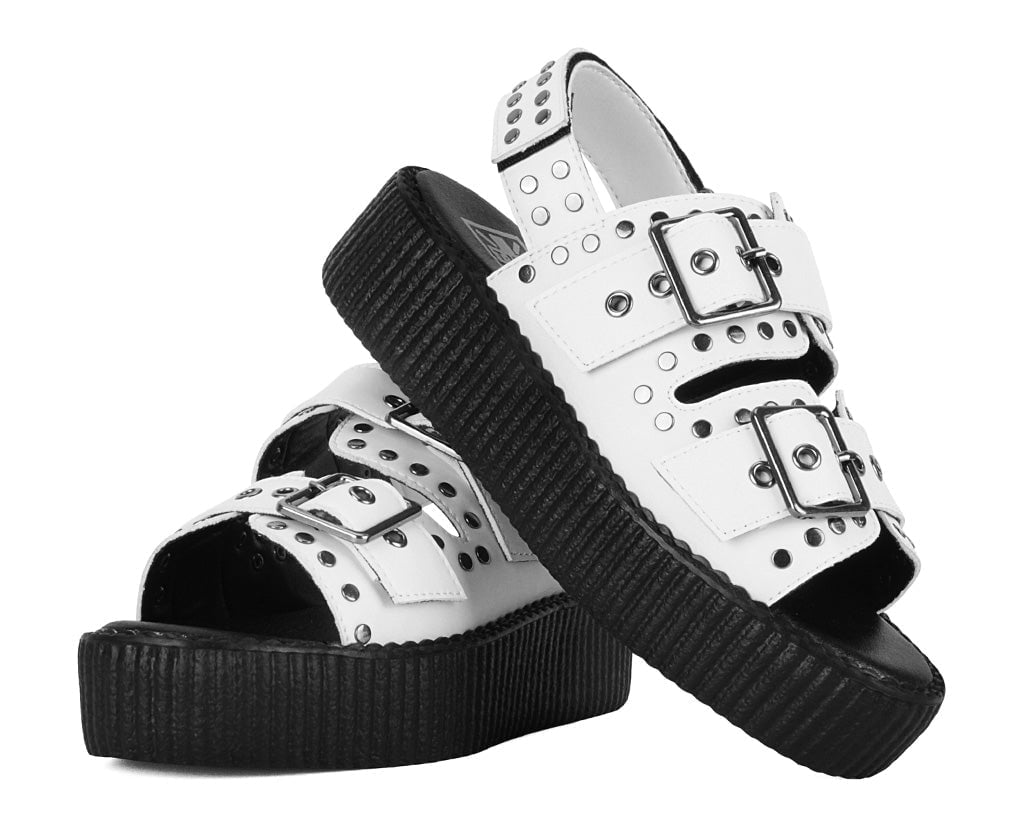 V3345L White TUKskin Flat Stud Viva Mondo Sandal