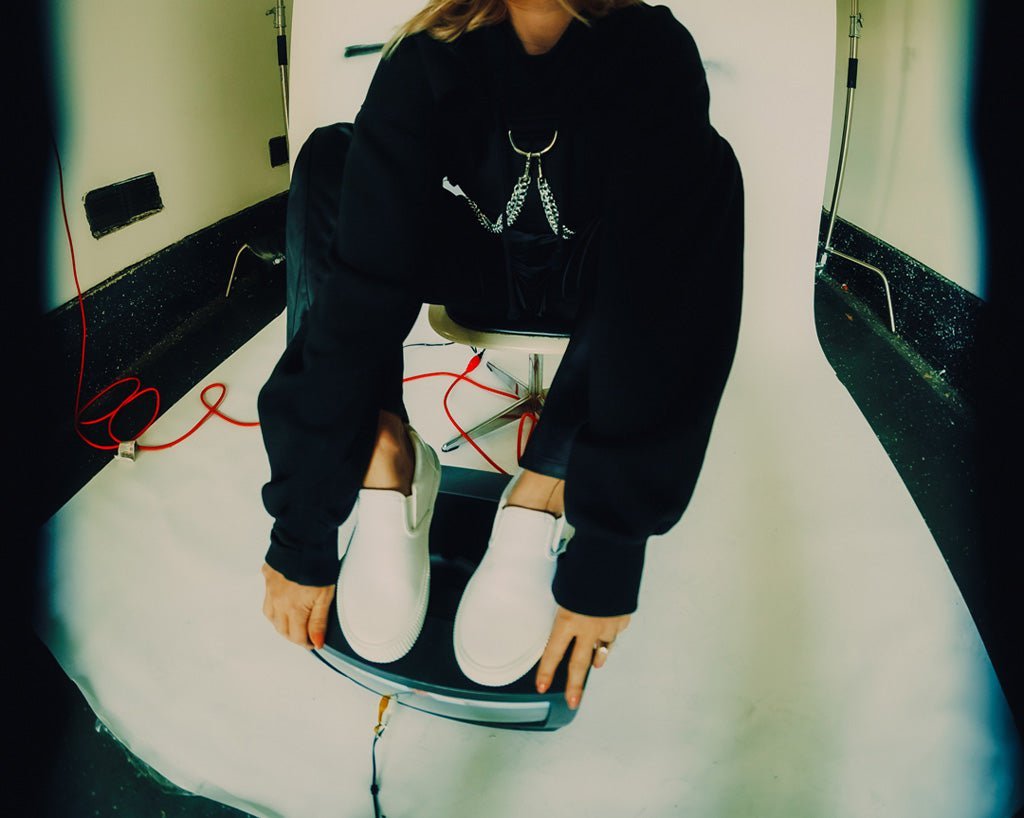 A3224 White Twill Slip-On Creeper Sneaker