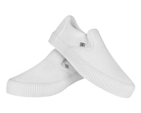 A3224 White Twill Slip-On Creeper Sneaker