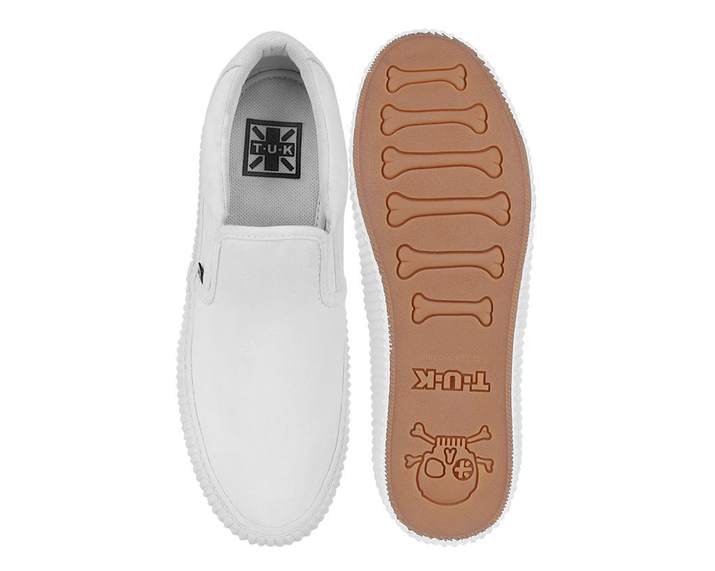 A3224 White Twill Slip-On Creeper Sneaker