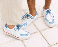 White TUKskin™ Blue & Red Trim Interlace Sneaker