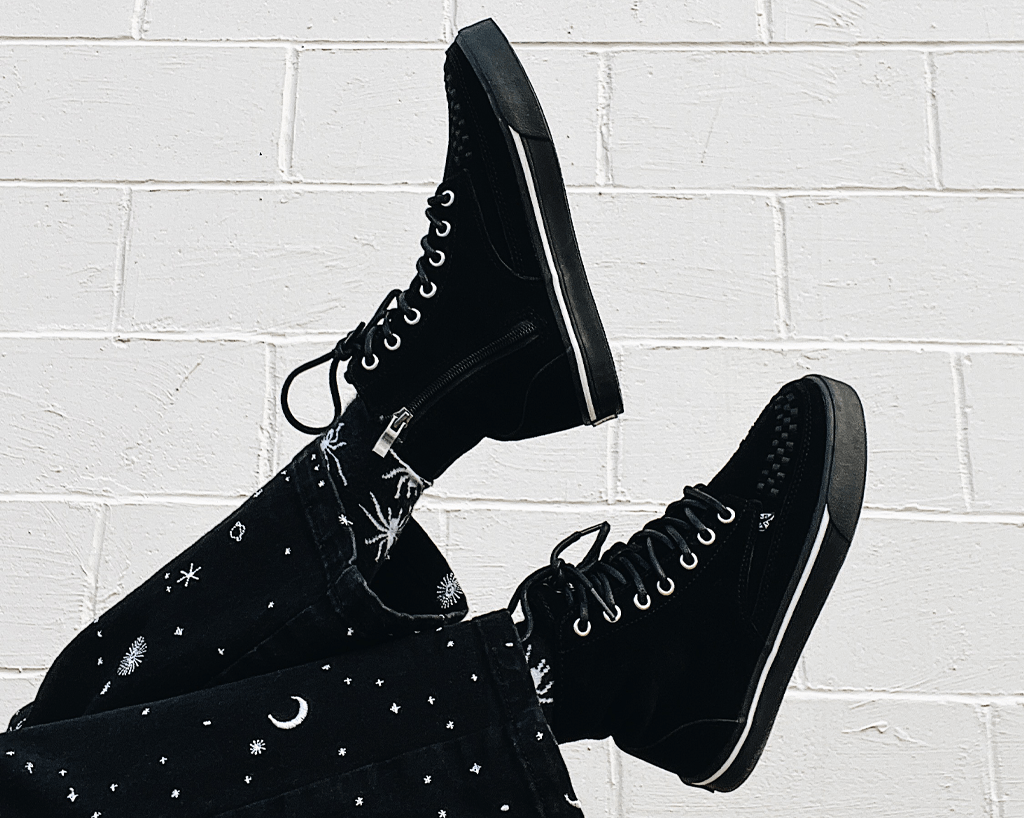 A3092 Black Suede 8 Eye Sneaker Boot Black