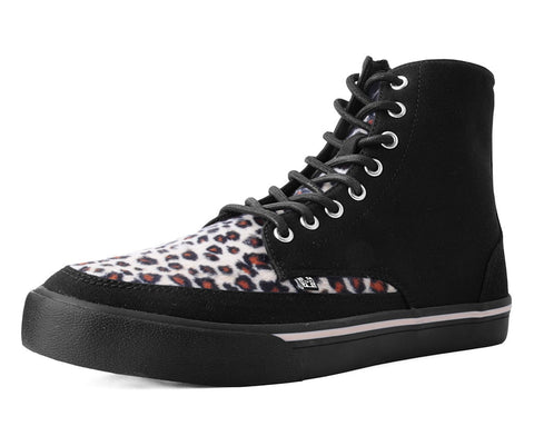 Black Canvas & Leopard 8-Eye Sneaker Boot