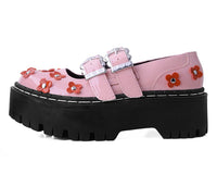 Pink & Red Patent Flower Double Decker Mary Jane