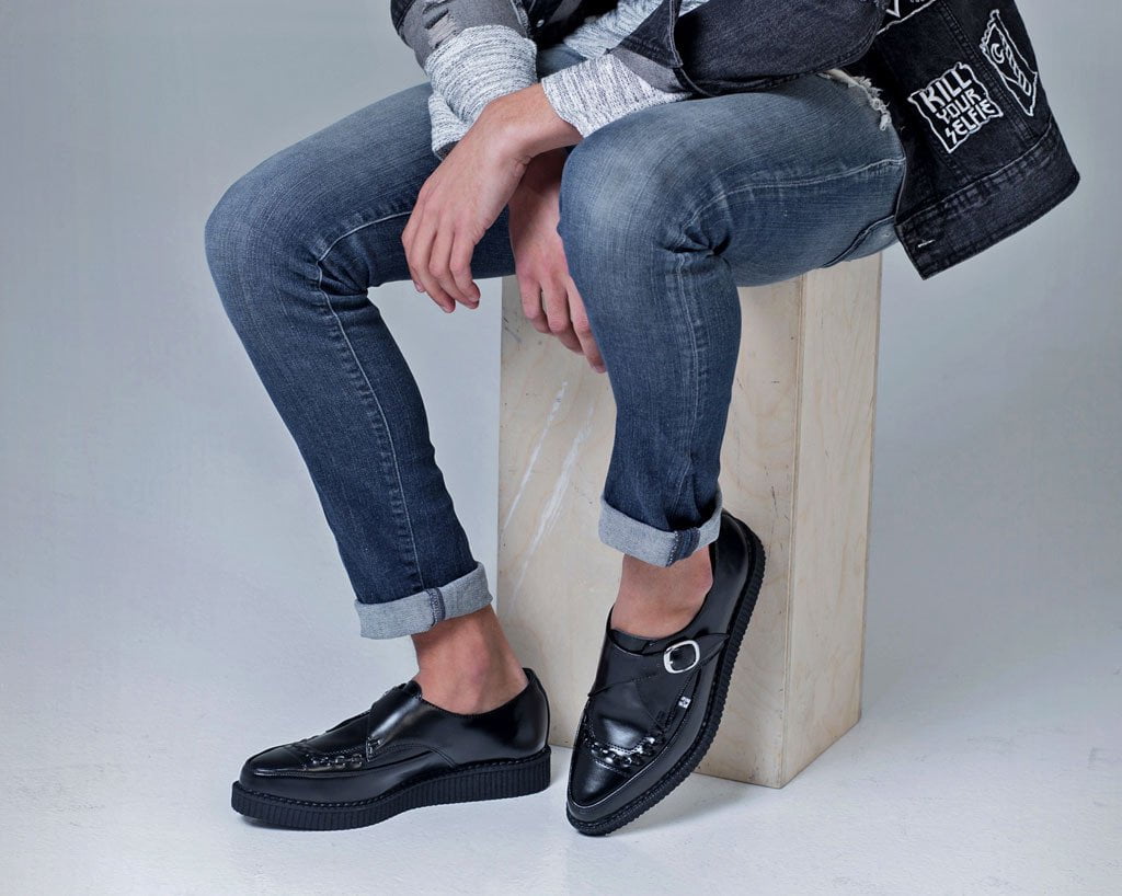 Hawkins - Black and Grey Leather Creepers