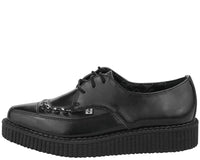 Black Leather Lace Up Pointed Creeper - T.U.K.