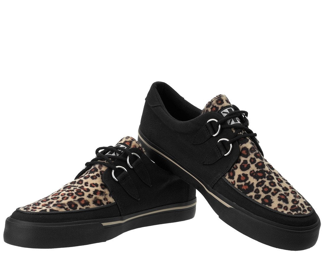 Taupe And Black Sneakers With Leopard Print Accents FINAL SALE main image 1