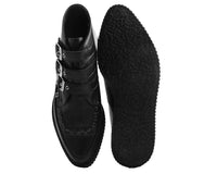 Black Vegan TUKskin™ 3-Buckle Strap Pointed Toe Creeper Boots