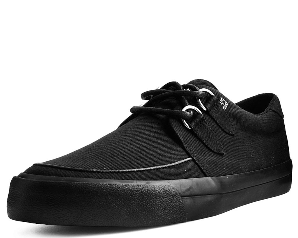 Black Basic Twill D-Ring Vegan Sneakers