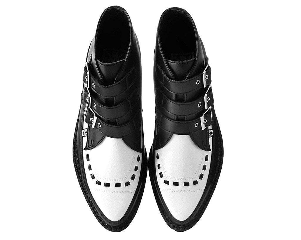 Black & White TUKskin™ 3-Buckle Pointed Creeper Boot