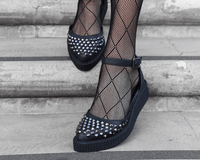Black TUKskin™ Pointed Studded Sandal