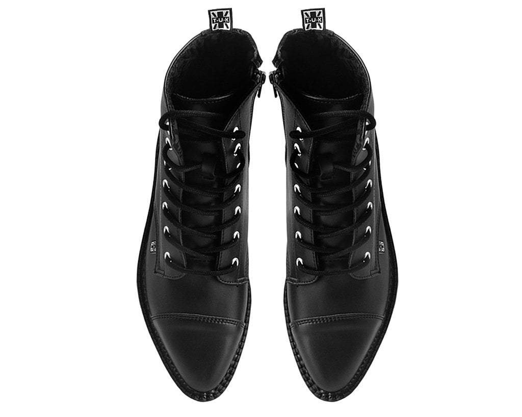Black TUKskin™ Vegan Pointed Lace Up Creeper Boots