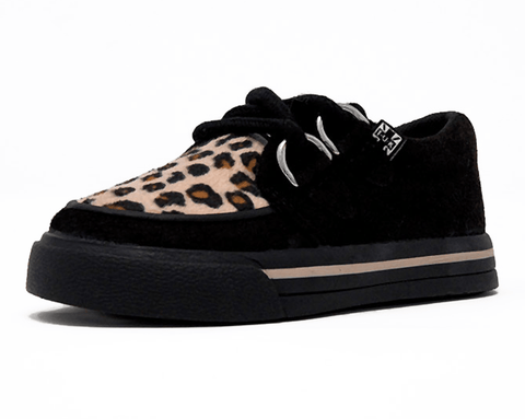 Black & Leopard 2-Ring Creeper Toddler Sneaker