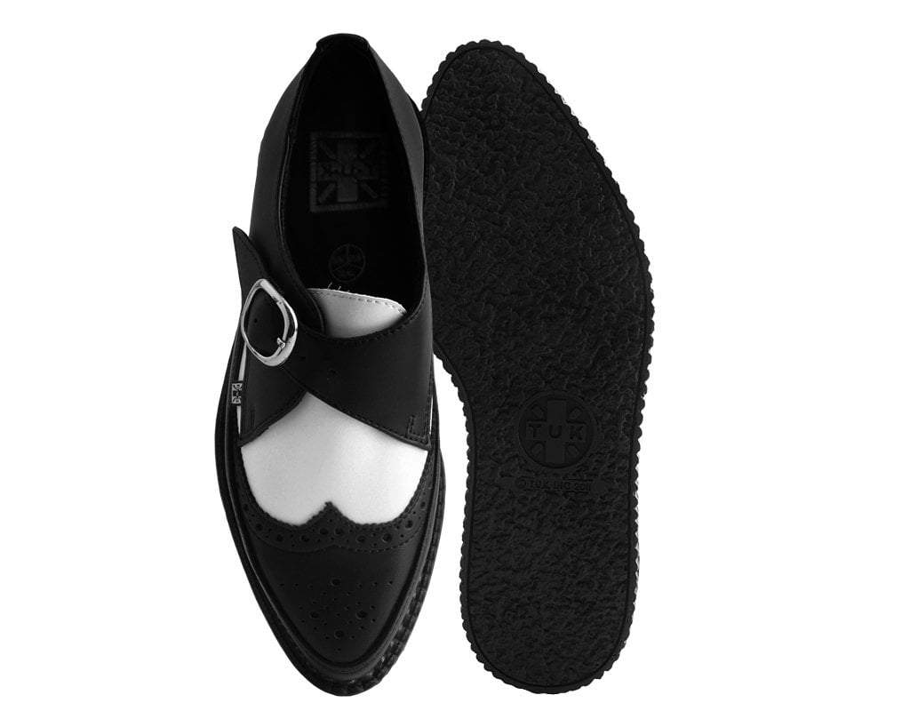 T.U.K. - Doubledecker Creeper Black/White Tukskin - Sapatos de Mulher