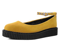 Mustard Faux Suede Pointed Ballet Ankle Strap Creeper