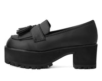 Black TUKskin™ Fringe Loafer Platform