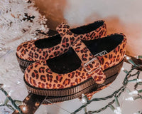 Brown Leopard Faux Suede Mary Jane