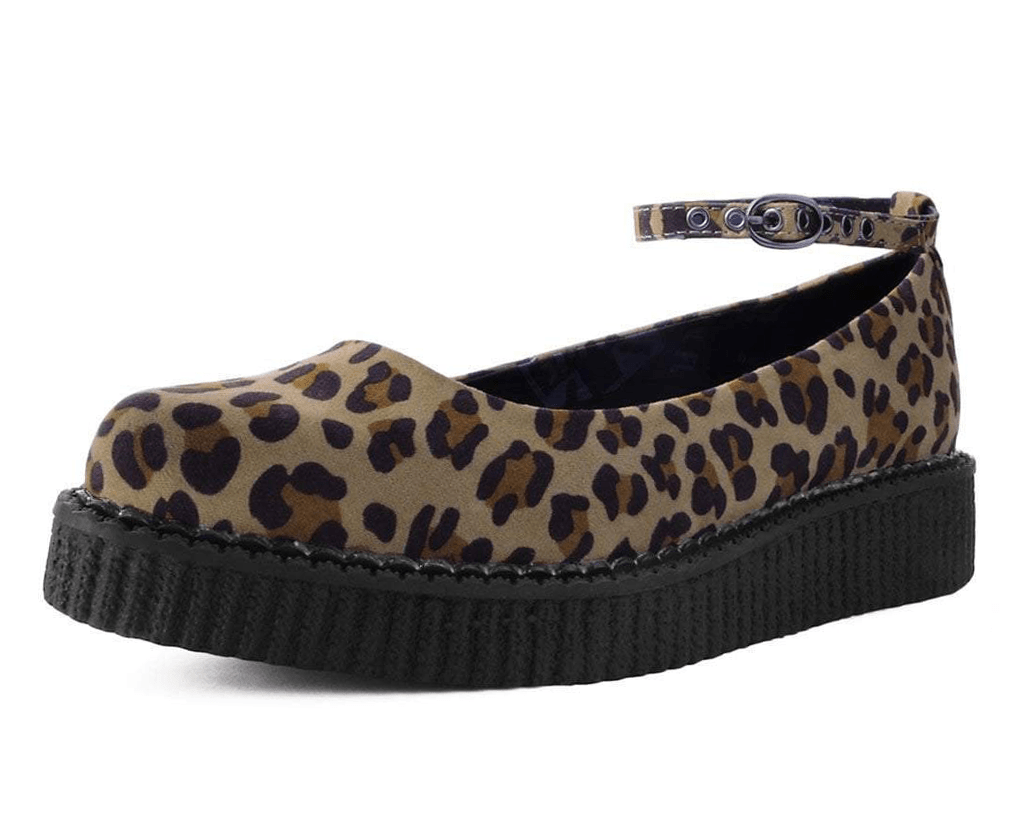 Leopard Pointed Ballet Ankle Strap Creeper