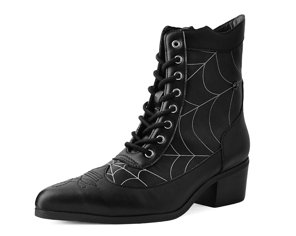 Black Victorian 8-Eye Spiderweb Pointed Anarchic Heel