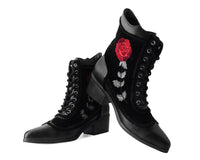 Black Victorian 8-Eye Rose Pointed Anarchic Heel