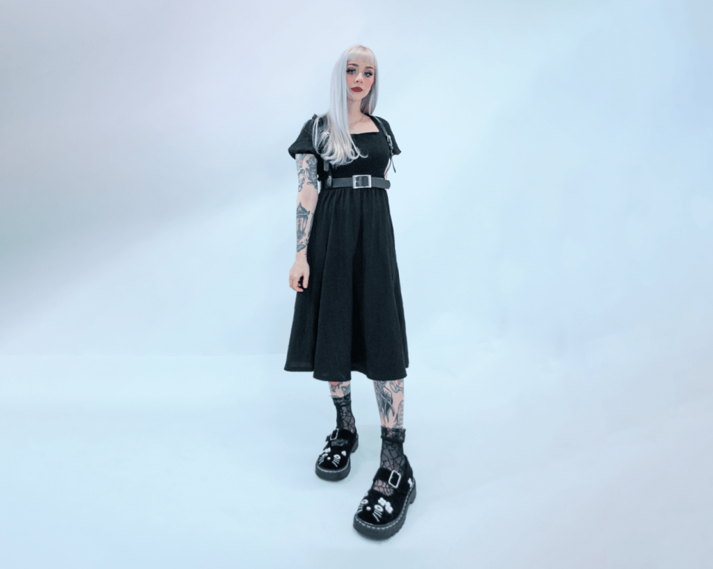 Black Suede Kitty Flower Mary Jane