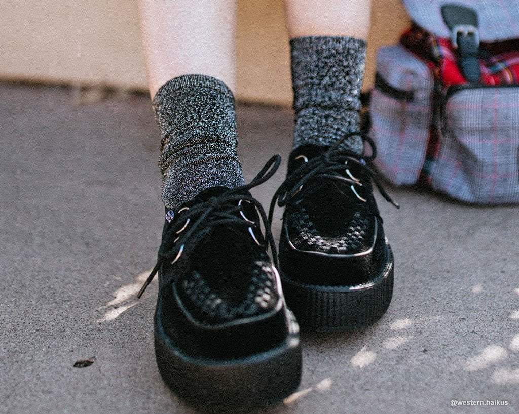 Black Sparkly Metallic Sock 
