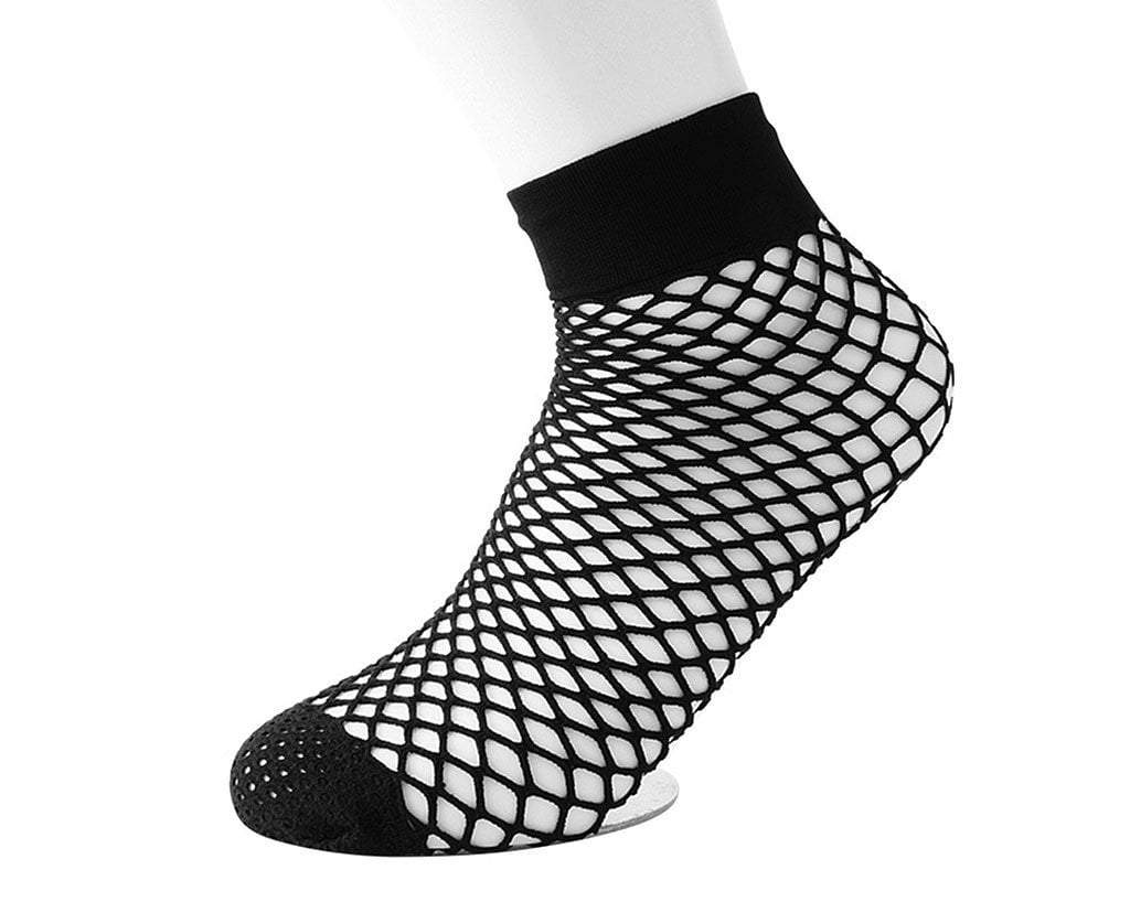 Black Fishnet Crew Ankle Sock