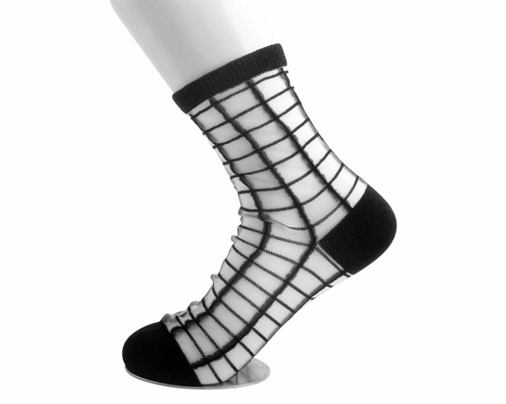 Black Grid Sheer Sock