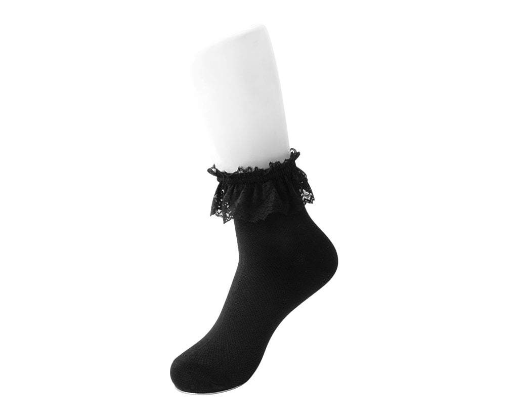 Women's Black Knit Lace Sock