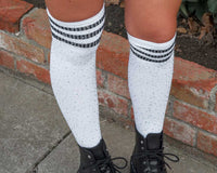 Black & White Varsity Rhinestone Over-The-Knee Sock