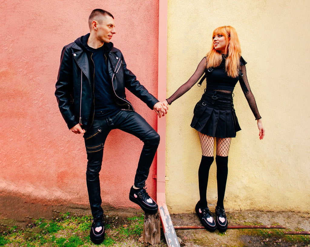 Black TUKskin™ & Pink Heart Mondo Creeper