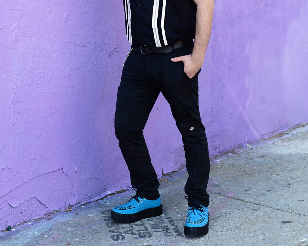 Dusty Blue Faux Suede Mondo Creeper