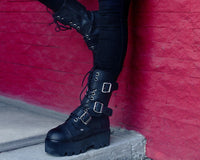 A9801 Black 12-Eye 3-Strap Dino Boot