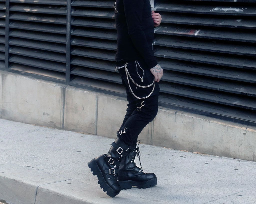 A9801 Black 12-Eye 3-Strap Dino Boot
